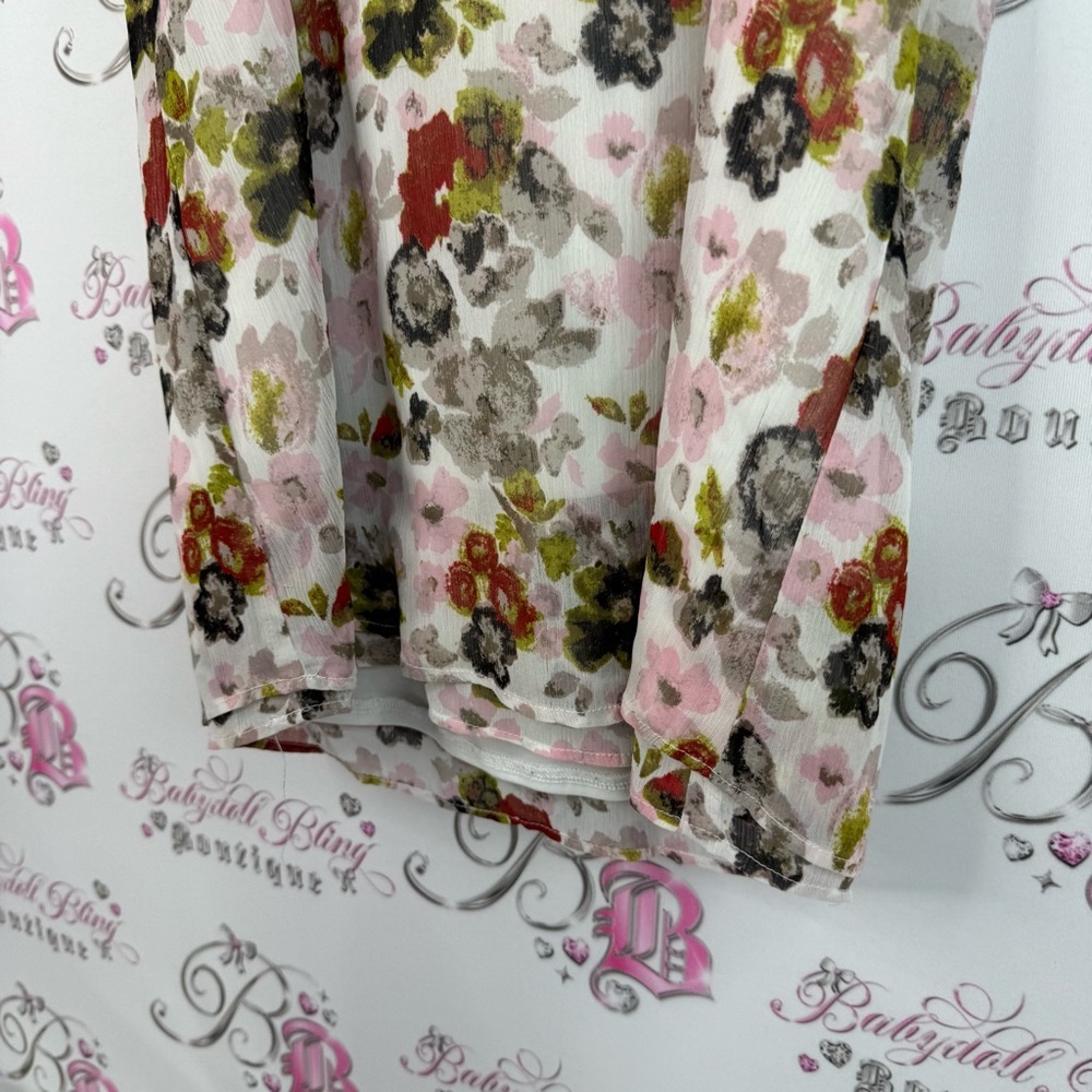 Reitmans tank top ruffle frilly Multicolor Floral Blouse with Ruffle Detail - Picture 3 of 12